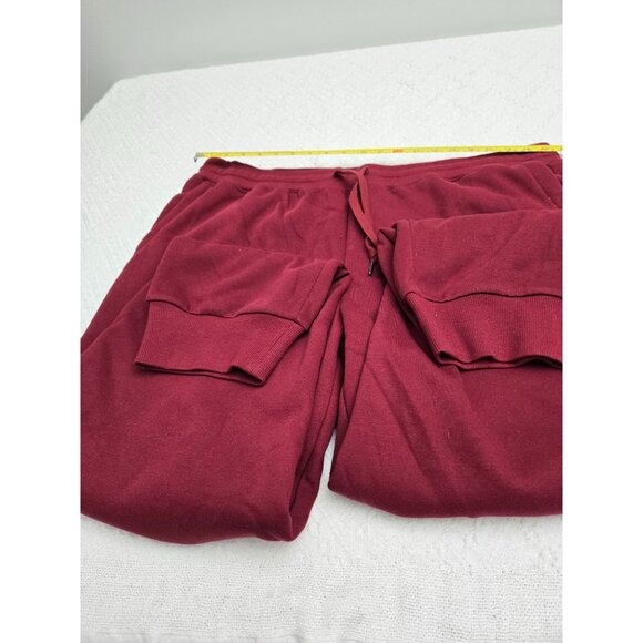 Zerdocean Mens Burgundy Fleece-Lined Sweatpants With Drawstring Waist & Pockets - Picture 7 of 7